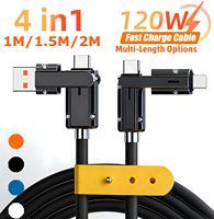 4 In 1 120W Double Type C Cable PD 180° Rotating Fast Charging Data Cord For iPhone Huawei Xiaomi Samsung 2M USB Charger Cables