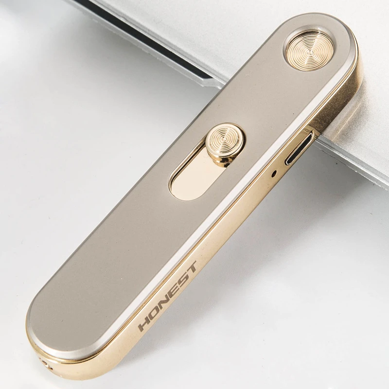 USB charging ultra-thin windproof metal lighter, men's and women's electronic cigarette lighter, fashionable gift view 5