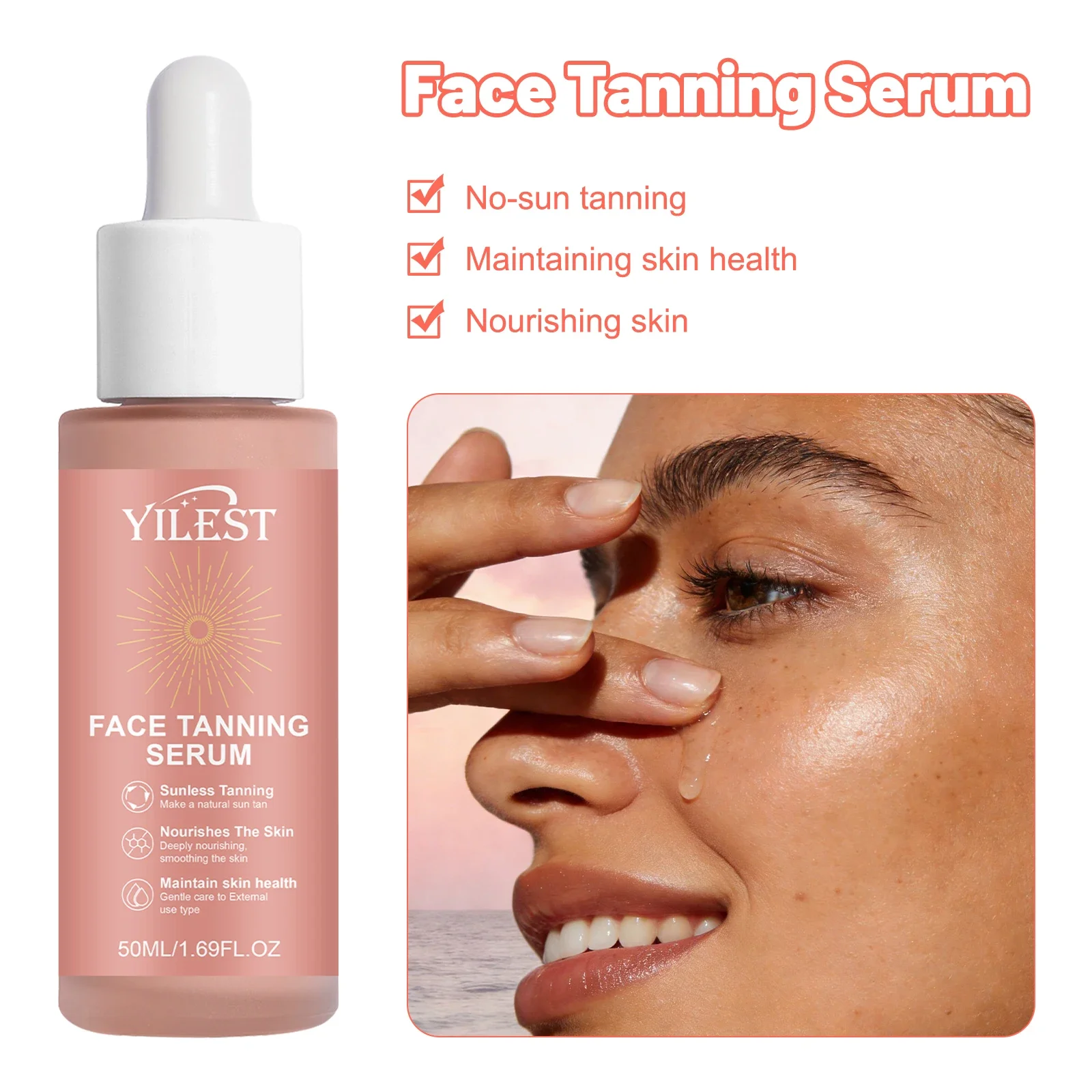 Sunless Tanning Essence 50ml – Natural Plant Oils Nourish & Hydrate, Waterproof, Sweatproof for Streak-Free Golden Skin Tone