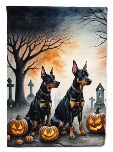 Doberman Pinscher Spooky Halloween Flag