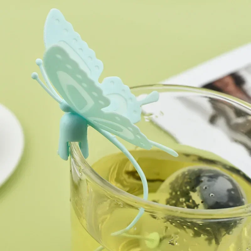 Tea Leaf Infuser Silicone Funny Creative Reusable Butterfly Tea Bag Filter Holder with String Tea Strainer for Mug Bottle Kettle