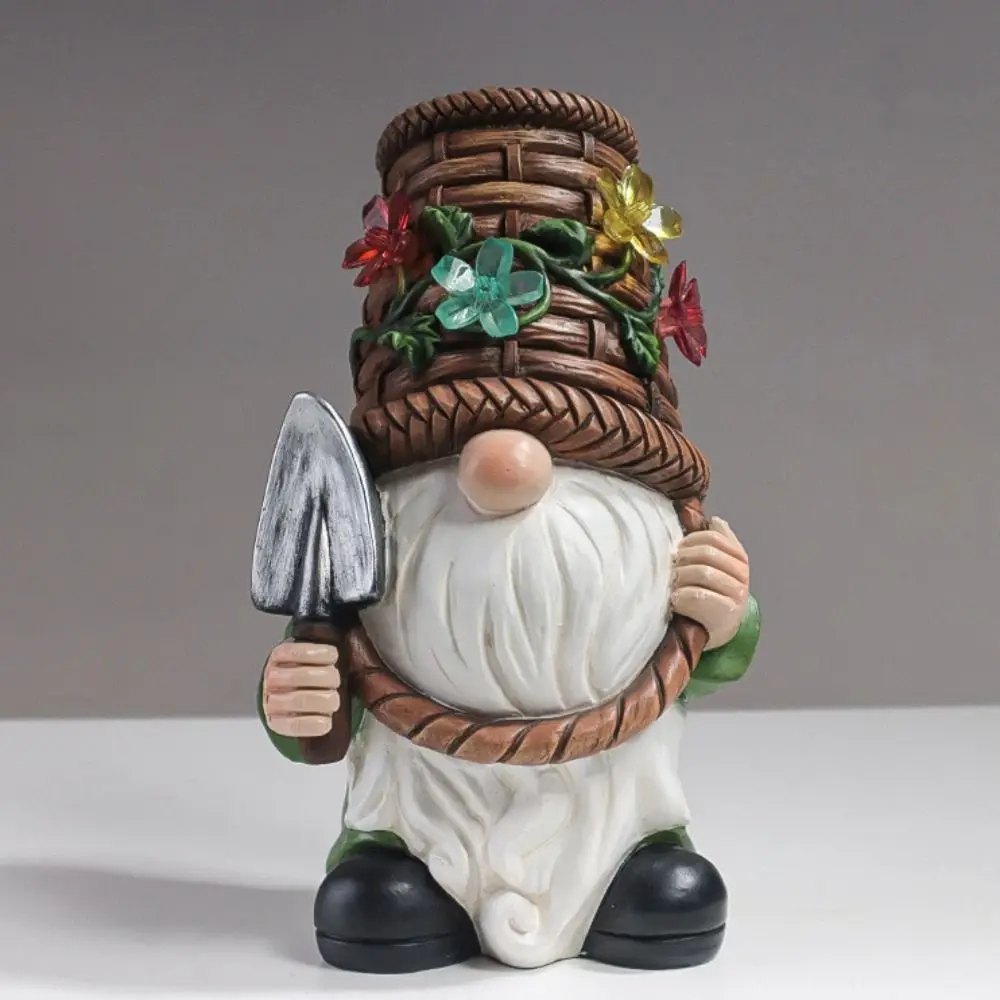 Micro Landscape Resin Solar Luminous Dwarf Statue Vivid Cartoon Gnome Figurine Light Creative Cute Dwarf Sculpture Lawn