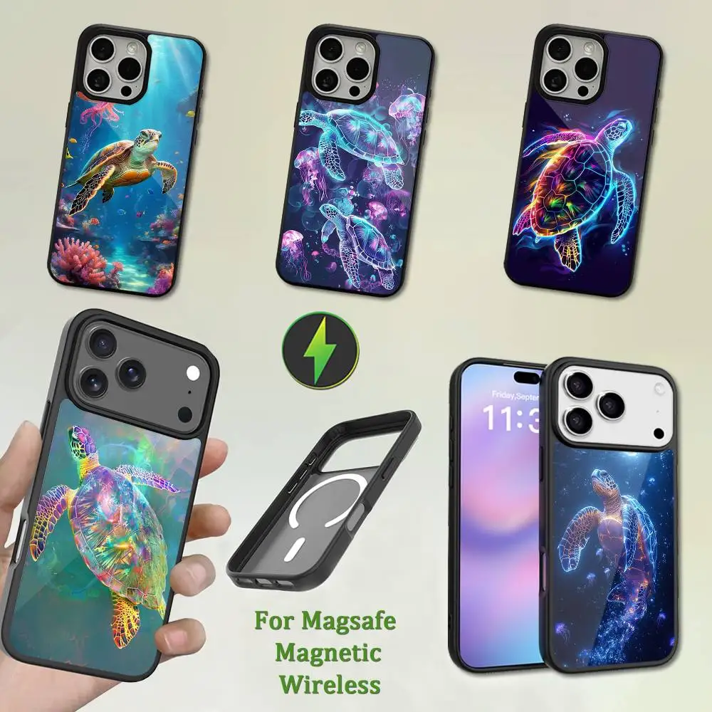 

Dreamy Art Turtle Phone Case For iPhone 13,12,11,16,15,17,14,Pro,Max,Plus,Mini,Magsafe,Magnetic Wireless Charging