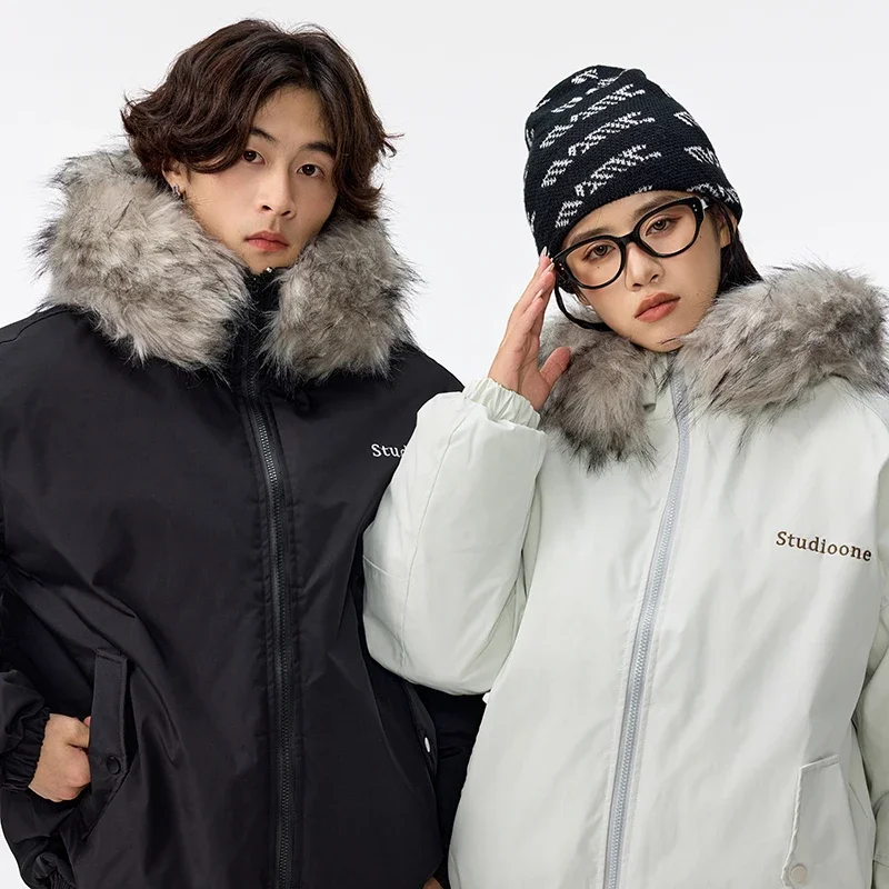 

Men Winter Outdoor Casual Windproof Keep Warm Overcoat Outerwear Thick Winter New Men Warm Cotton Coats Fur Collar Hooded Parka