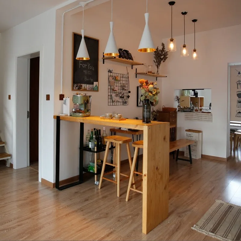 Solid wood family bar table integrated living room balcony partition household small bar table kitchen bar high table