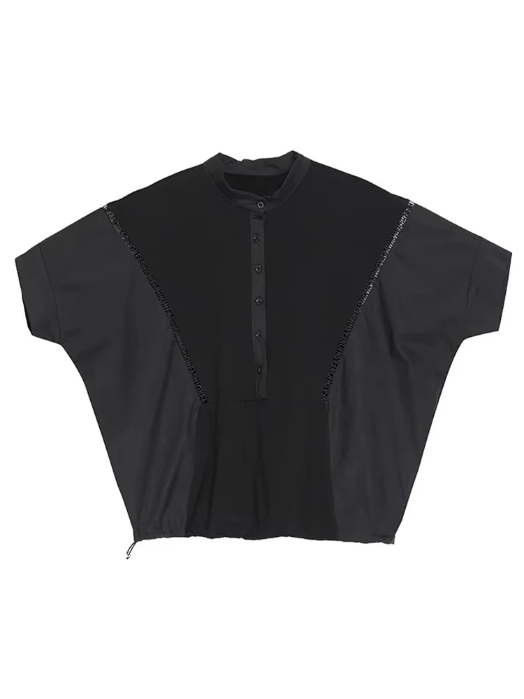 AmaxluluE 2025 letnia koreańska moda damska patchworkowa koszulka koszule damskie w stylu Punk czarne t-shirty damskie ponadgabarytowe bawełniane topy — zdjęcie 7