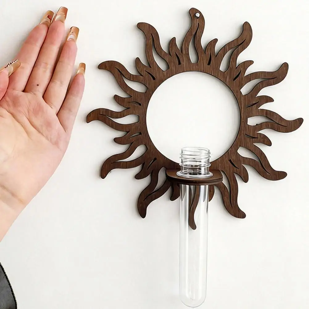 Flame-shaped Wall Shelf Wall Shelf Hydroponic Plant Frame Durable Wall-Mounted Plant Holder with Transparent Test Tube Decor