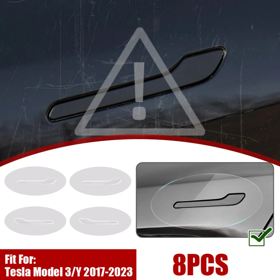 

8pcs Car Handle Decoration Sticker Accessory Auto Door Handle Scratch Paint Protector Film for Tesla Model 3 Model Y 2017-2023