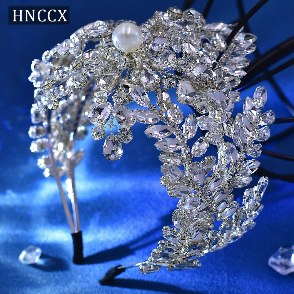 HNCCX Rhinestone Headband Double Layered Metal Hair Accessories Wedding Bridal Headwear Luxury Jewelry Hair Ornament CP699