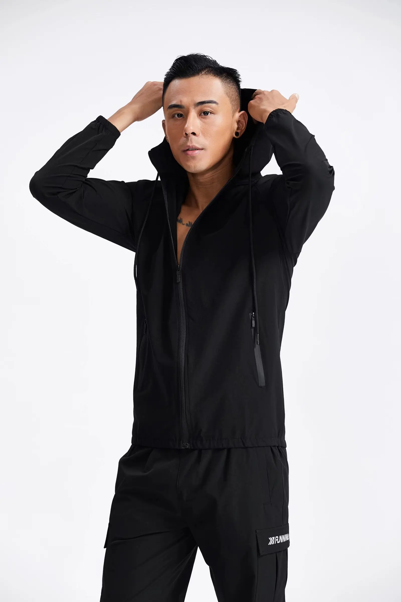 Autumn winter Men Quick Dry Hiking running Jackets Hoodies fitness Gym Outdoor Sports Coats Male Windbreaker Hooded Sportswear