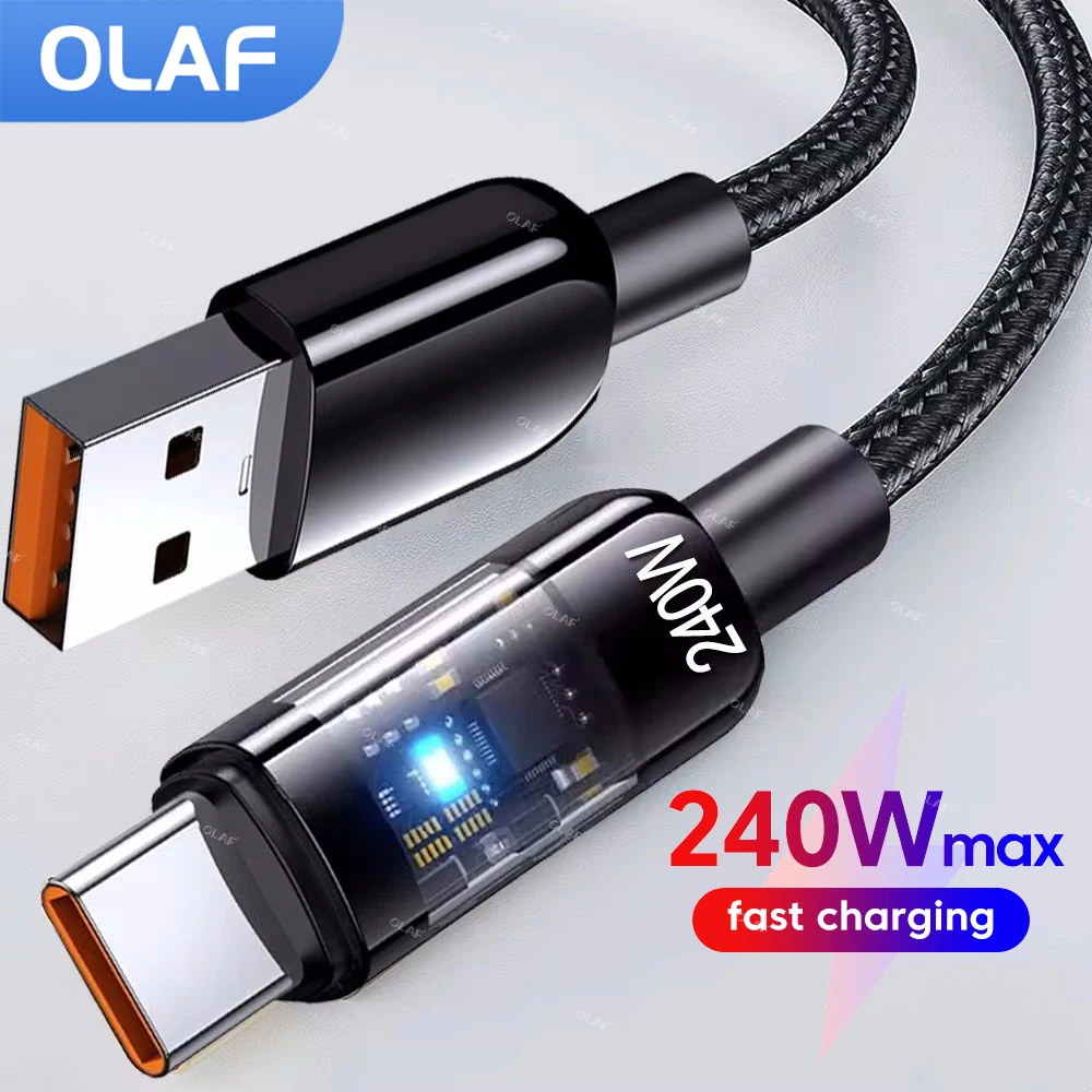 

Кабель для быстрой зарядки данных 240 Вт, нейлоновая оплетка для быстрой зарядки, кабель USB C к типу C для Huawei Xiaomi Vivo OPPO, провод для зарядного устройства для телефона