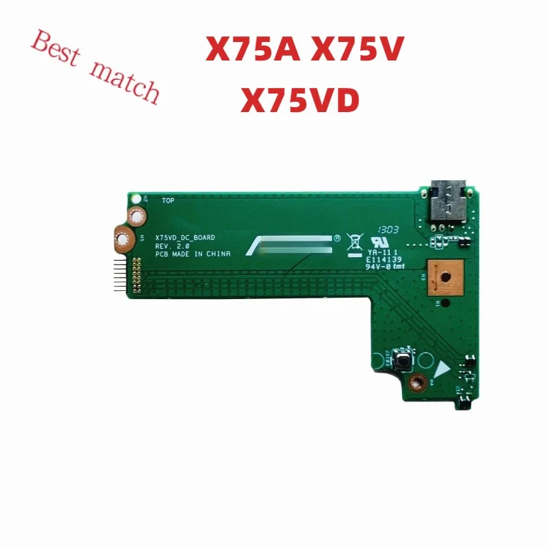 NEW For Asus X75A X75V X75VD Laptop DC POWER BOARD REV: 2.0 60-NC0DC1000 100% Tested Fast Ship