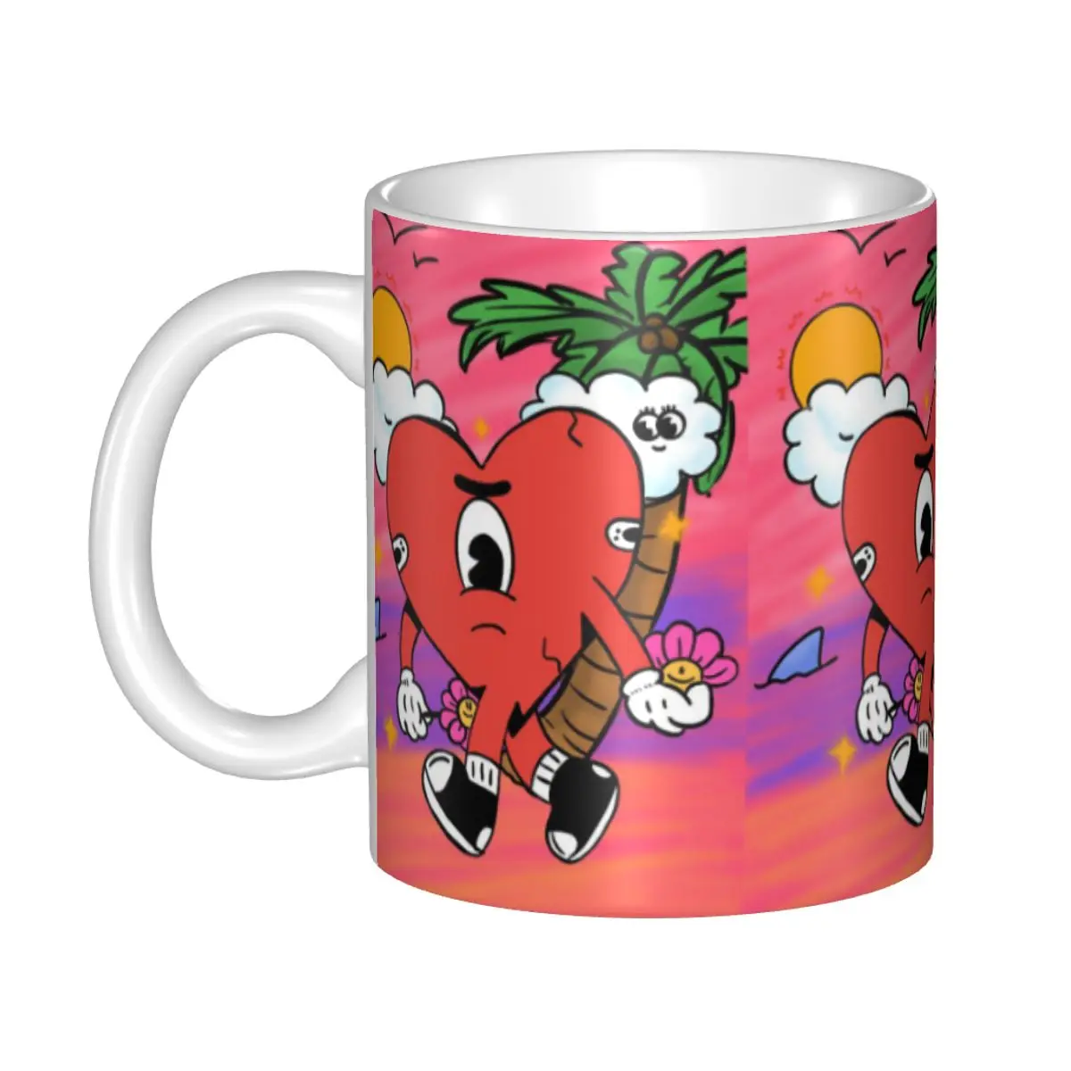 Personalized DIY Beach Heart Bad B-Bunny Ceramic Mugs Rock Band Coffee Cups Creative Gift