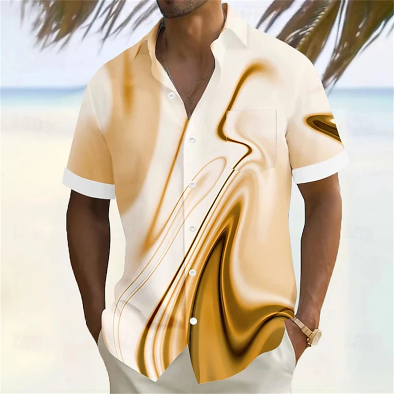Nueva camisa para hombre, camisas hawaianas con estampado 3d de arte abstracto de Color para hombre, pantalón corto informal, Tops de manga, camisa de gran tamaño, ropa Unisex