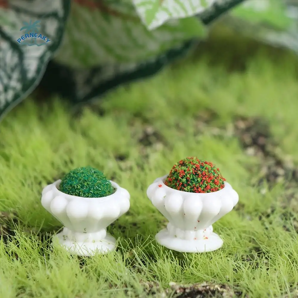 

Cartoon Green Plant Bonsai Figurines Cute Resin Crafts Mini Plant Bonsai Ornament Realistic DIY Flower Pots Statue Outdoor Decor