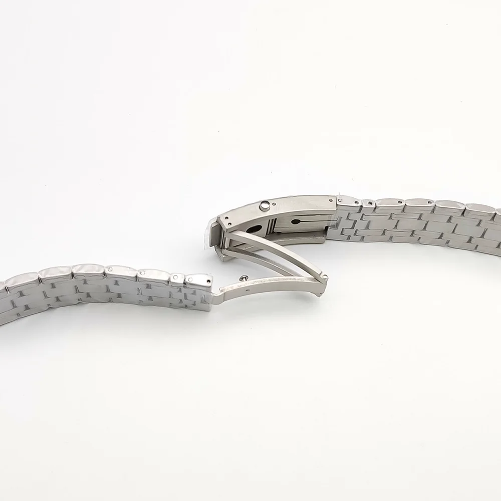 حزام ساعة رجالي من الفولاذ المقاوم للصدأ الصلب مقاس 20 مم، ومشبك قابل للطي، وقطع غيار حزام الساعة