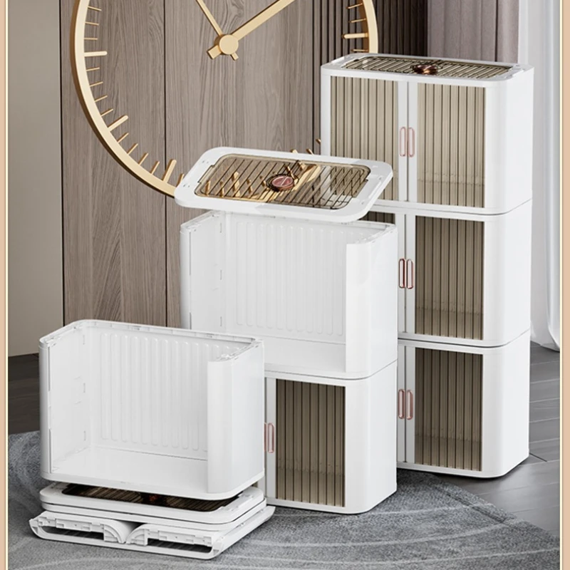 

Double door clothes toy storage box large capacity transparent locker household simple wardrobe snacks clothing storage