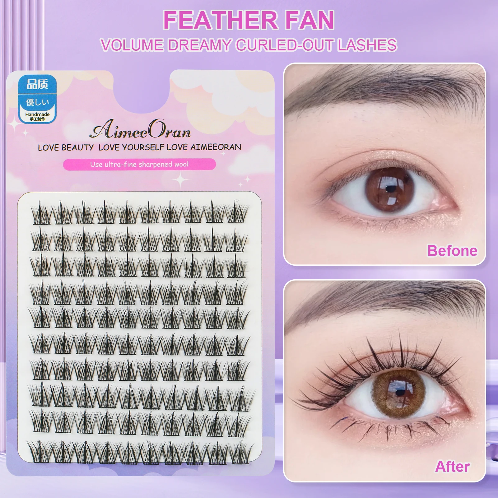 Simulation Grafted False Eyelashes Fluffy Volume Soft Long Segmented False Eyelahes For Eye Cosplay Diy Beauty Blogger Makeup