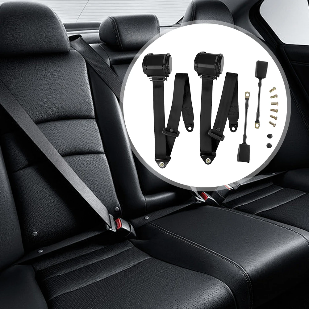 2Pcs Automatic Seat Belt Three-Point Retractable Adjustable Belts Automatic Telescopic Safety Belt for Minivan Pickup and Truck