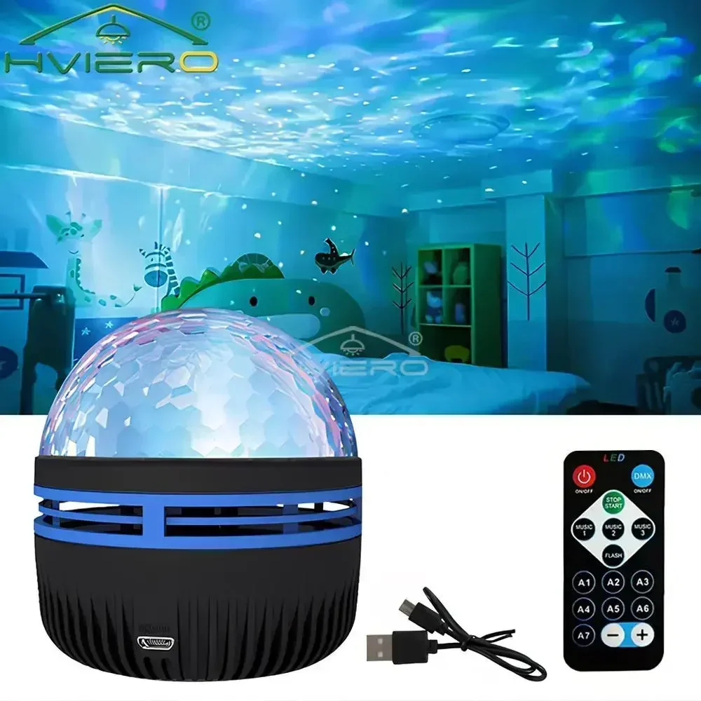 Projection Lamp Mini Starry Sky LED 7 Colors Patterns Remote Control Party Bedroom Atmosphere Multifunctional Polar Night Lights
