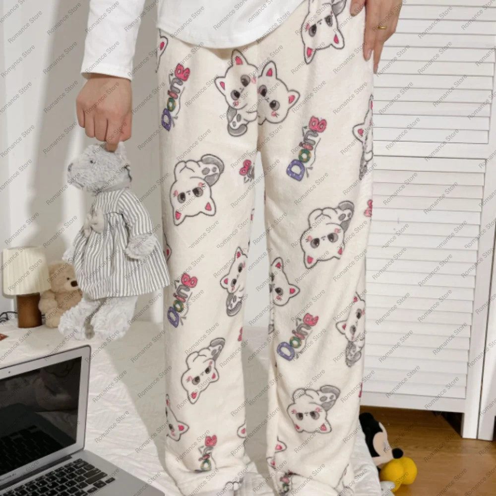 

Пижамные штаны для женщин на осень и зиму, фланелевые термоштаны с героями мультфильмов. Комфортные и милые теплые осенне-зимние домашние штаны.