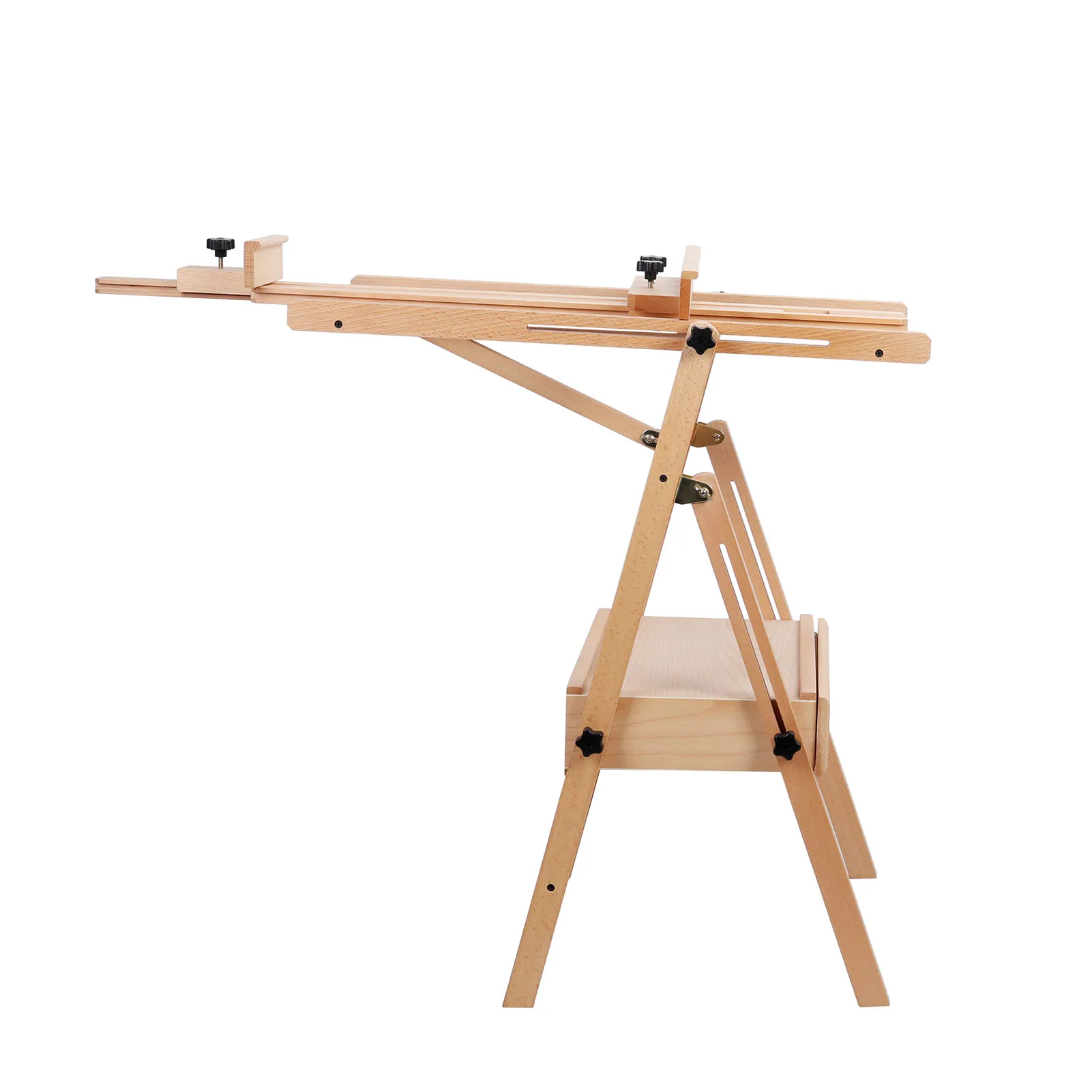 H Frame Easel, French Easel with Casters, Solid Beech Wood Easel, Painting Canvas Holder Stand, Tilts Flat Artist Easel, Height