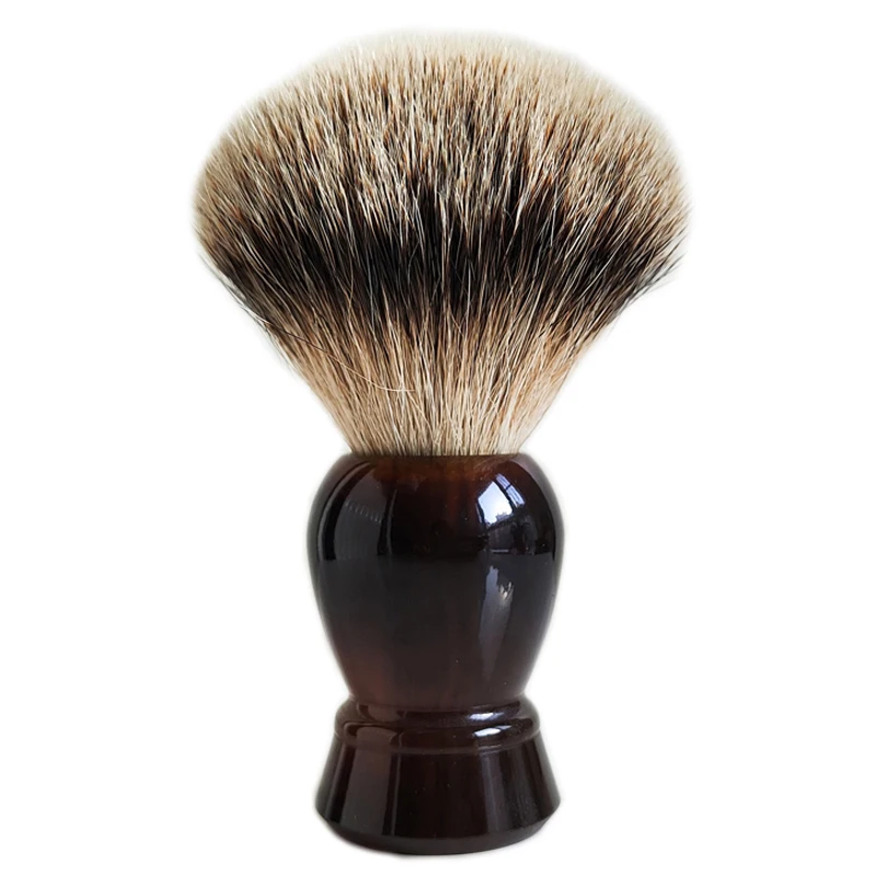 Tortoise Shell Horn Color Acrylic Handle Silvertip Badger Hair Beard Shaving Brush Soap lathering