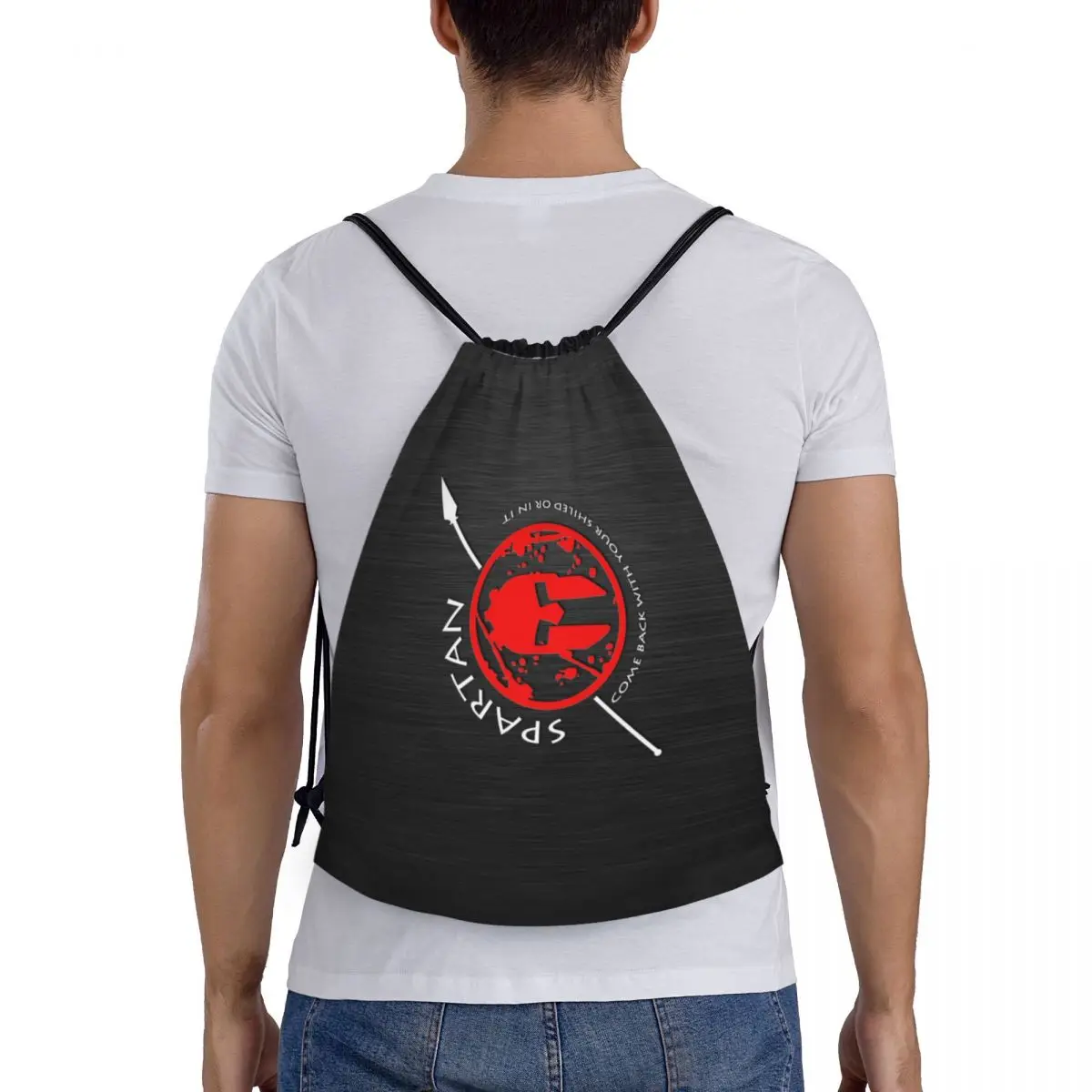 Sparta Skull Spartan Krijger Trekkoord Rugzak Vrouwen Heren Sport Gym Sackpack Opvouwbare Trainingszak