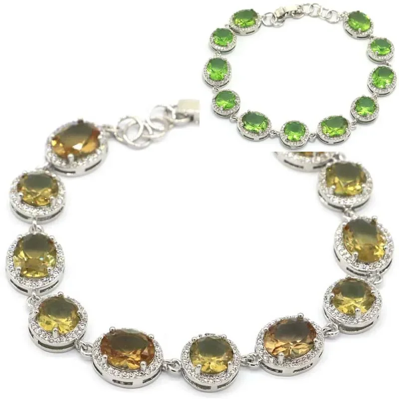 16g 925 SOLID STERLING SILVER BRACELET Fire Rainbow Violet Topaz Changing Alexandrite Topaz Zultanitel Ladies Party 6.5-8.5inch