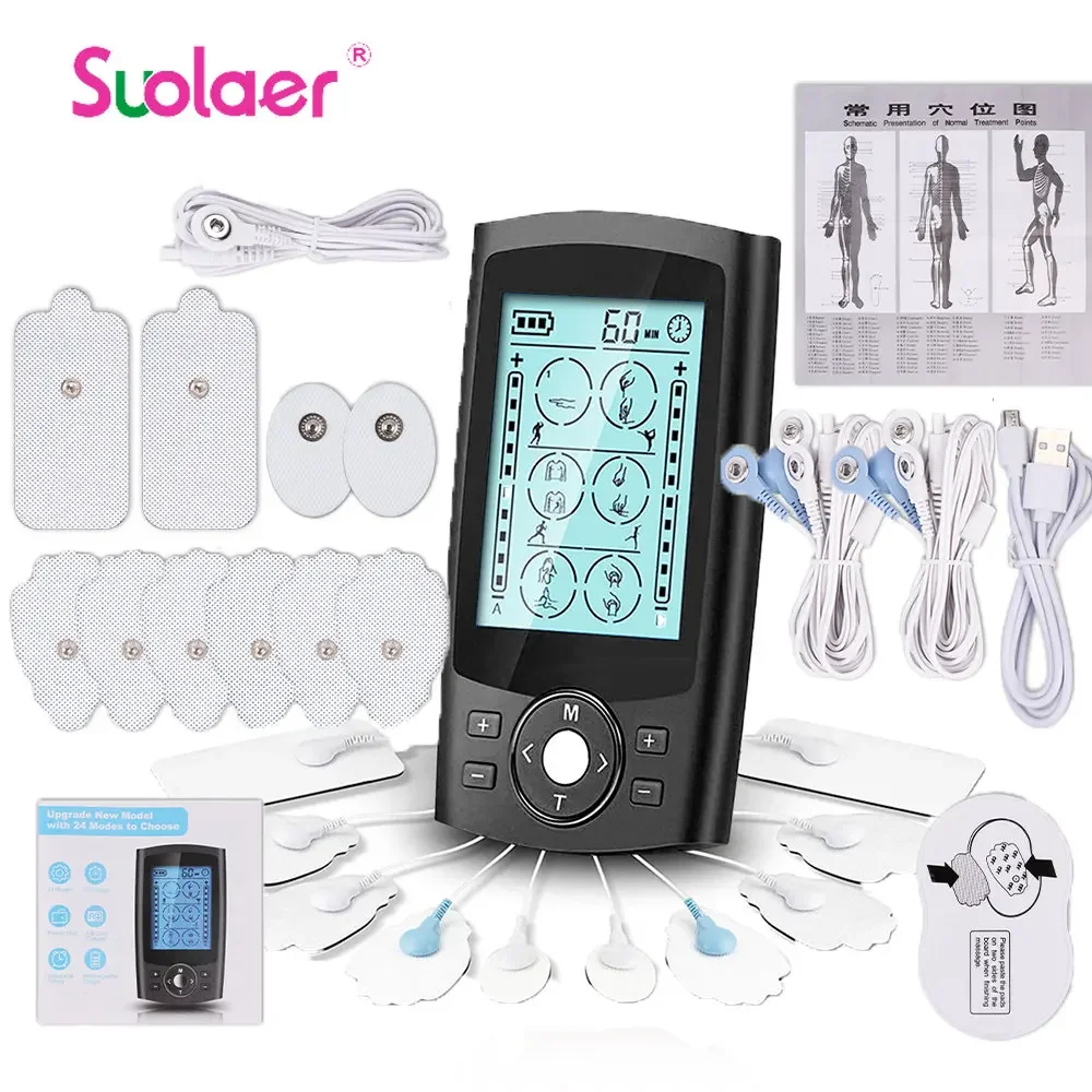 Electric Tens Relax Muscle Stimulator 24 Modes Acupuncture Body Massage Digital Therapy Slimming Machine Electrostimulator