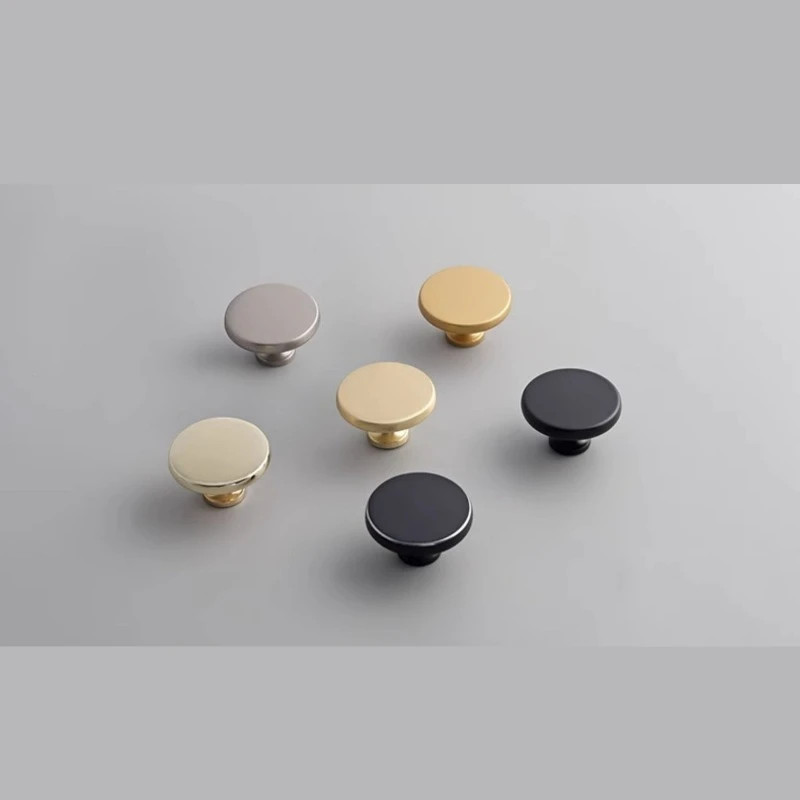 Brass Gold Round Handles - Bathroom, Kitchen Drawer Pulls & Knobs for Wardrobe, Shoe Cupboard Door Hardware