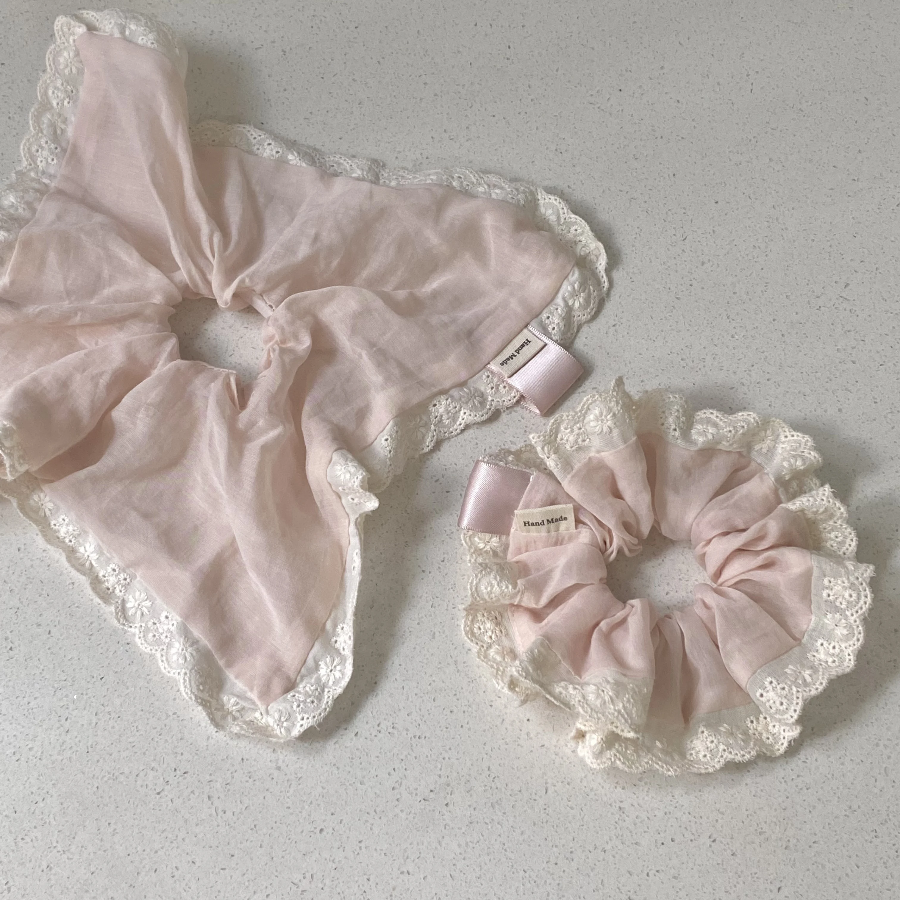 핑크 레이스 헤어 액세서리 세트 1개 - 여성용 로맨틱 스크런치, 데일리 및 파티용 우아한 헤어 타이