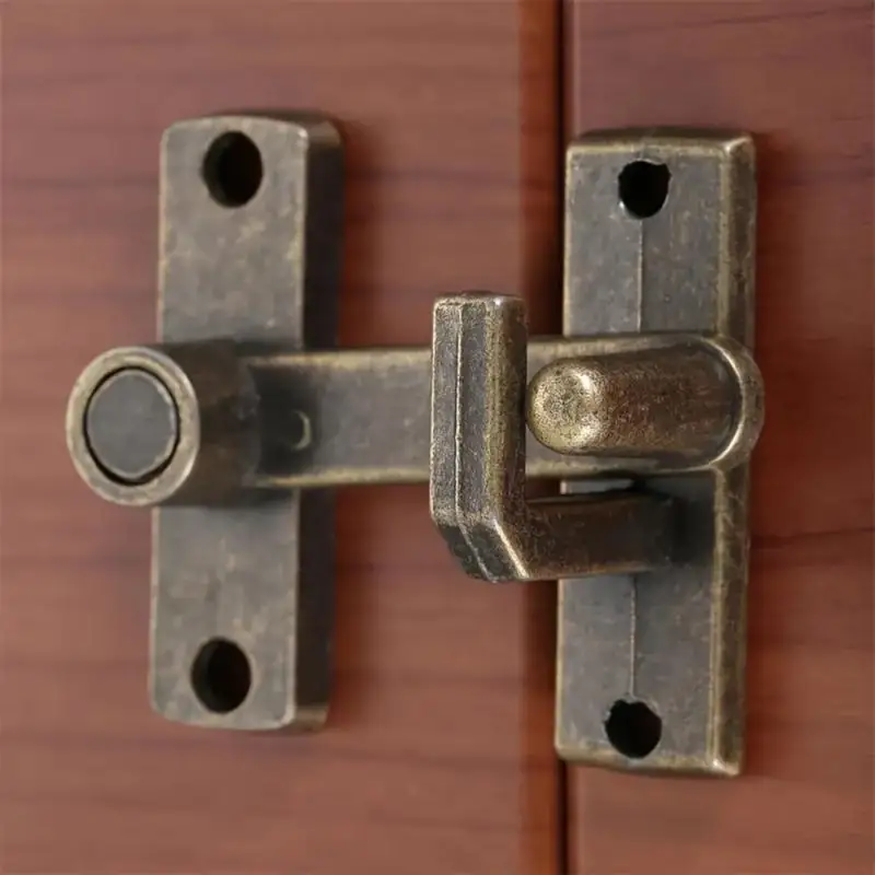 1Set Vintage Brass Sliding Window Door Latch Handle Home Hardware Safety Lock Catch AntiTheft Door Buckle for Barn Doors And