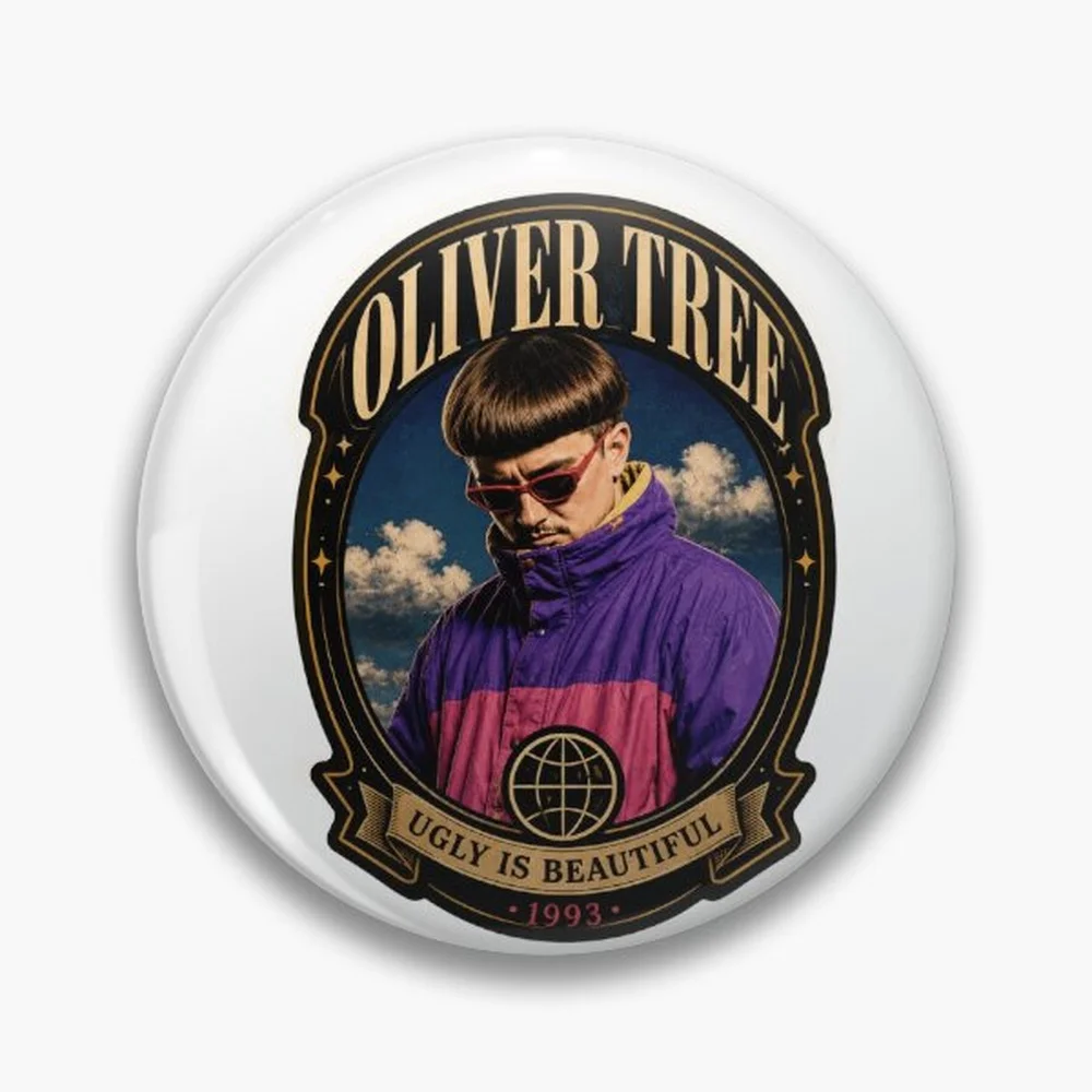 Oliver Tree Pin Holographic Star Heart Pin Brooches Laminated Button Fashion Accessory