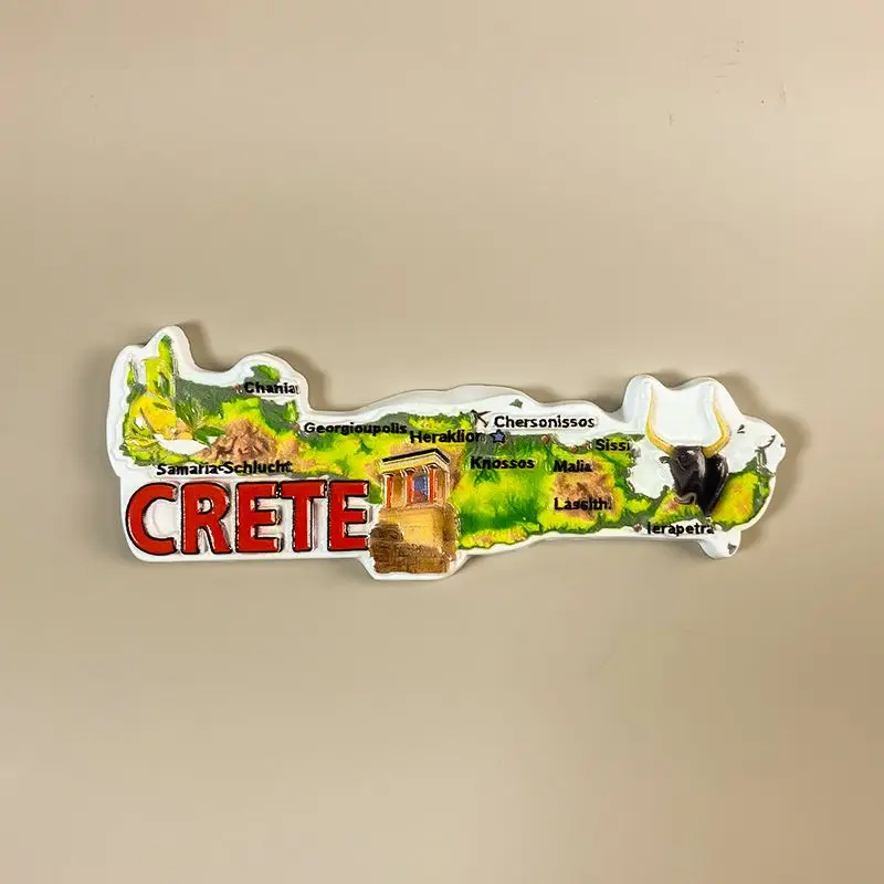 

Crete Map Magnetic Refrigerator Magnet Creative Travel Souvenir3d3D Resin Craft Decorations