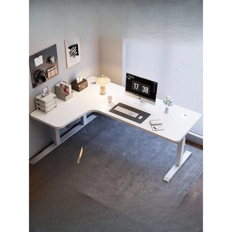 

Corner Solid Wood Electric Lifting Table Home Smart Office Desk Workbench Computer E-sports Writing Desk