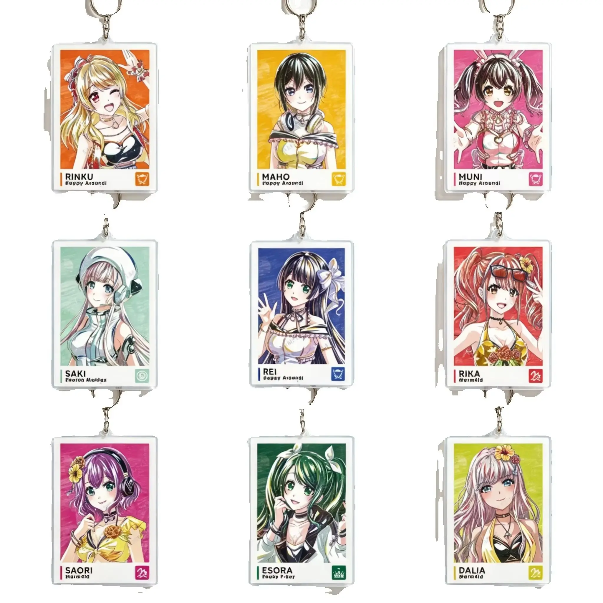Multimedia Planning D4DJ Groovy Mix Rinku Aimoto Rectangle Acrylic Pendant Keychains Bag Decorations Gifts For Friends