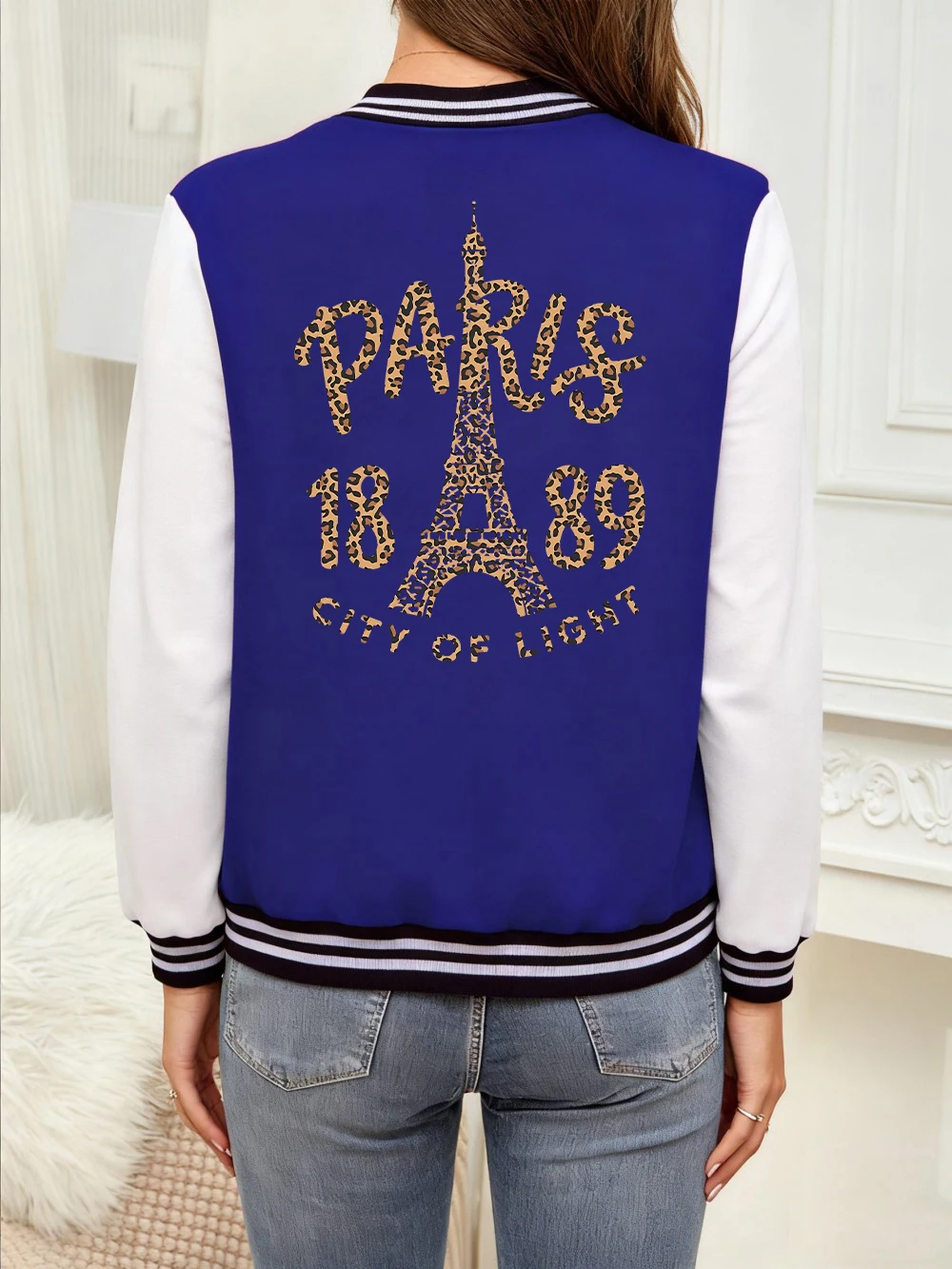 

Парижский город света, куртки с леопардовым принтом, женские повседневные бейсбольные майки с карманами, зимние флисовые теплые пальто, базовая спортивная одежда