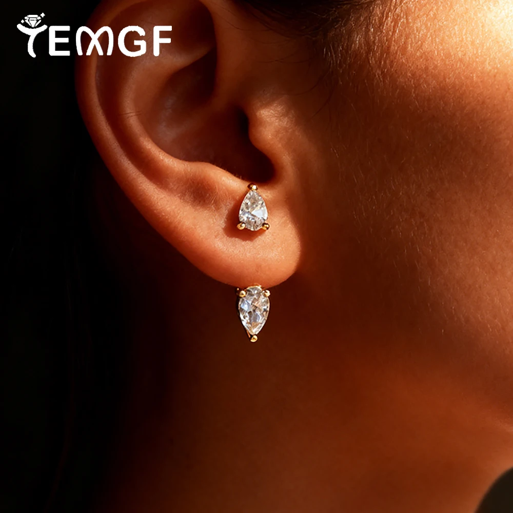 

Женские серьги с муассанитом TEMGF 1CT грушевидной огранки S925, посеребренные серьги-гвоздики из 18-каратного золота, ювелирные изделия, модные подходящие для вечеринок