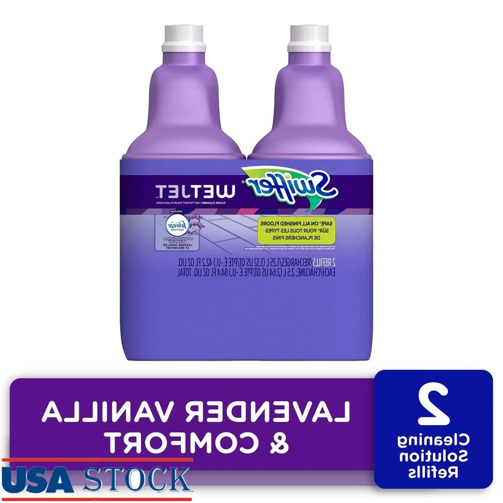 منظف الأرضيات متعدد الأسطح من WetJet برائحة اللافندر 42.2 أونصة، 2 عبوة، حل تنظيف مختلط مسبقًا، منظف منزلي آمن وسريع الجفاف