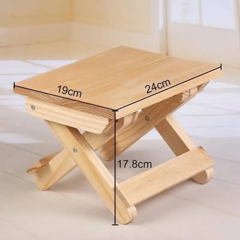 Portable Household Solid Wood Mazar Fishing Chair Small Bench Square Stool Camp Stool Pine Wood Folding Stool Kids Furniture