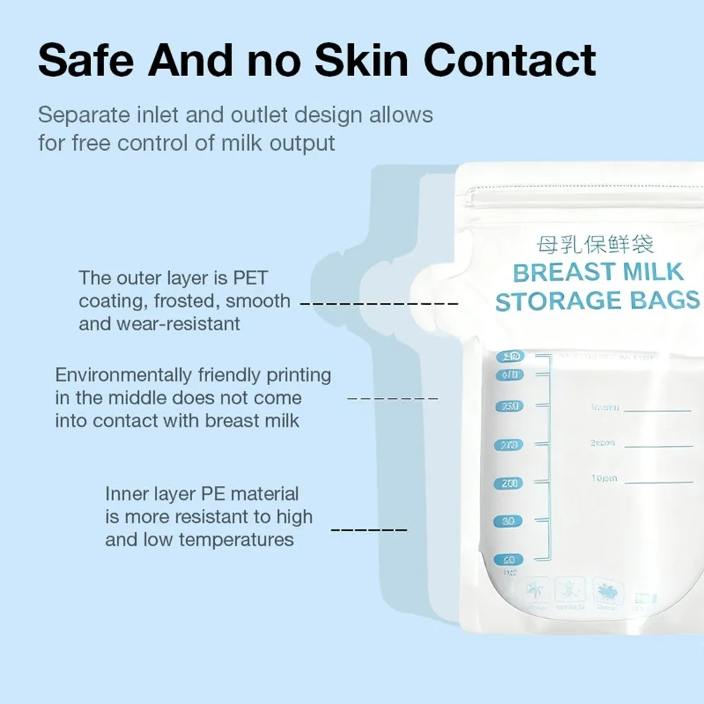100ml/150ml/200ml/250ml Breastmilk Storage Bags Save Space Leak Proof Disposable Breastmilk Storage Freezing Storage Portable