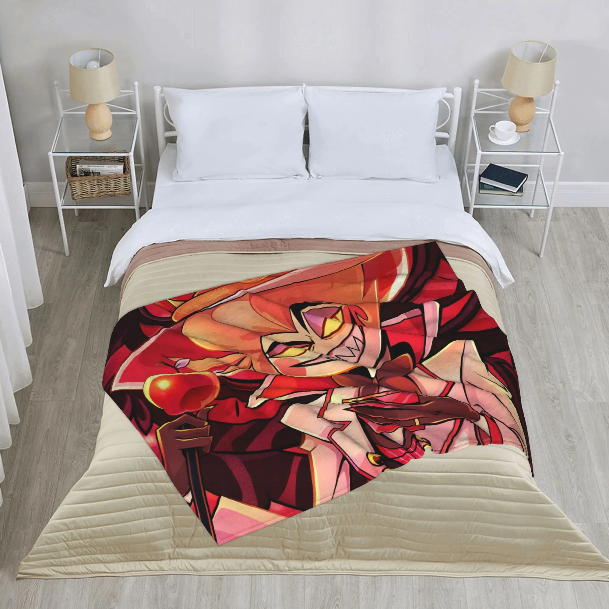 Cartoon Hazbins Hotels Lucifer Blankets Flannel  Autumn/Winter  Lightweight Thin Throw Blanket for Home Bedspreads