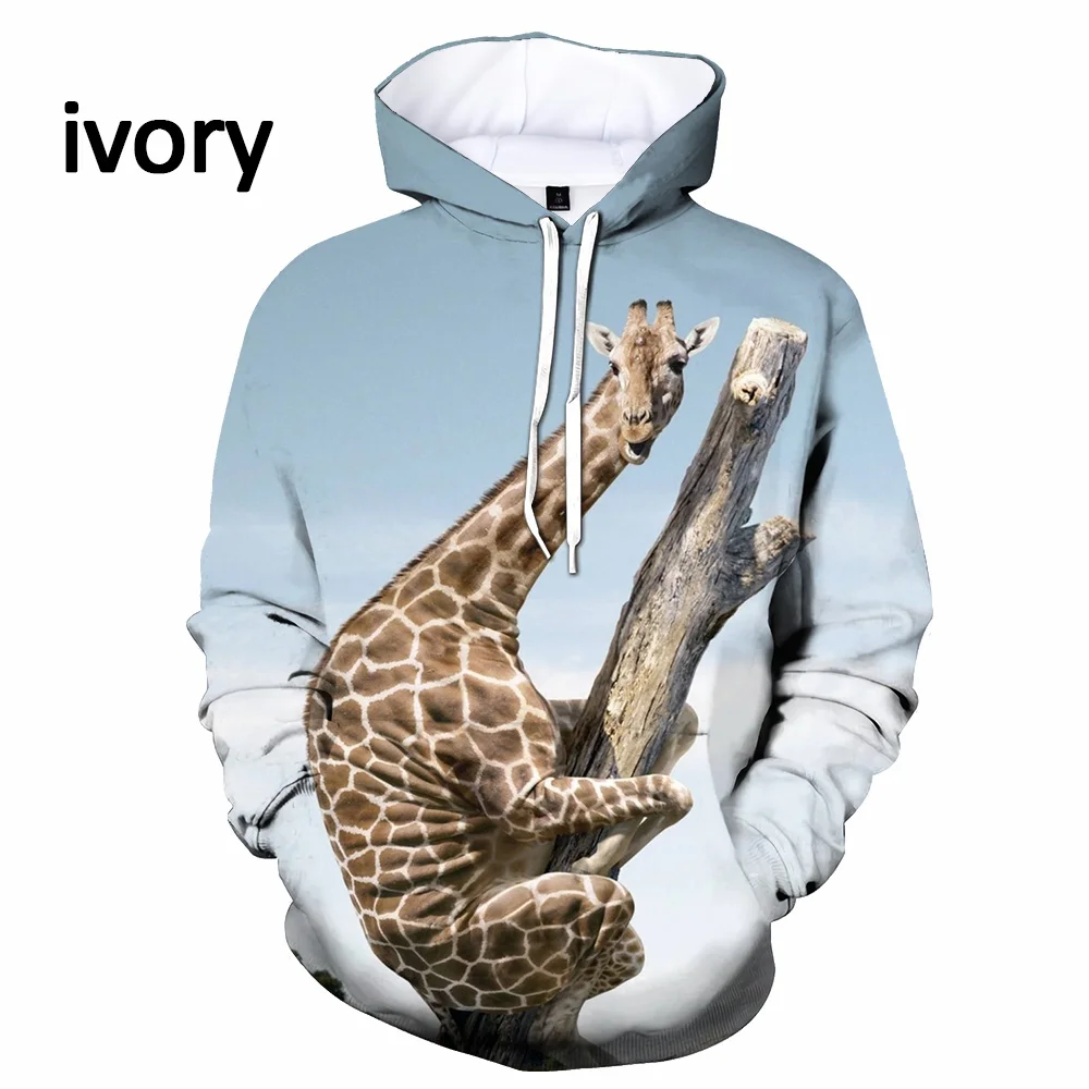 

2022 Cute and Fun Animals Giraffe 3D-printed Hoodies for Fashion Men and Women Long Sleeve Blazers Oversized Hoodie