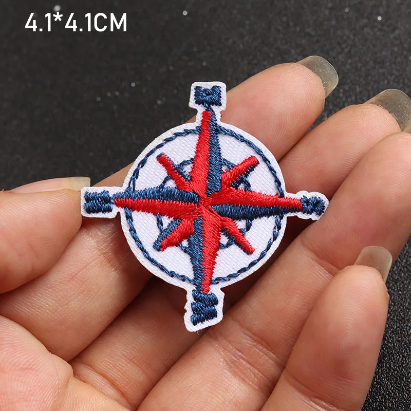 Patch per ricamo con timone di ancoraggio della nave per vestiti strisce fai da te ferro su bussola Appliques adesivi per abbigliamento distintivi