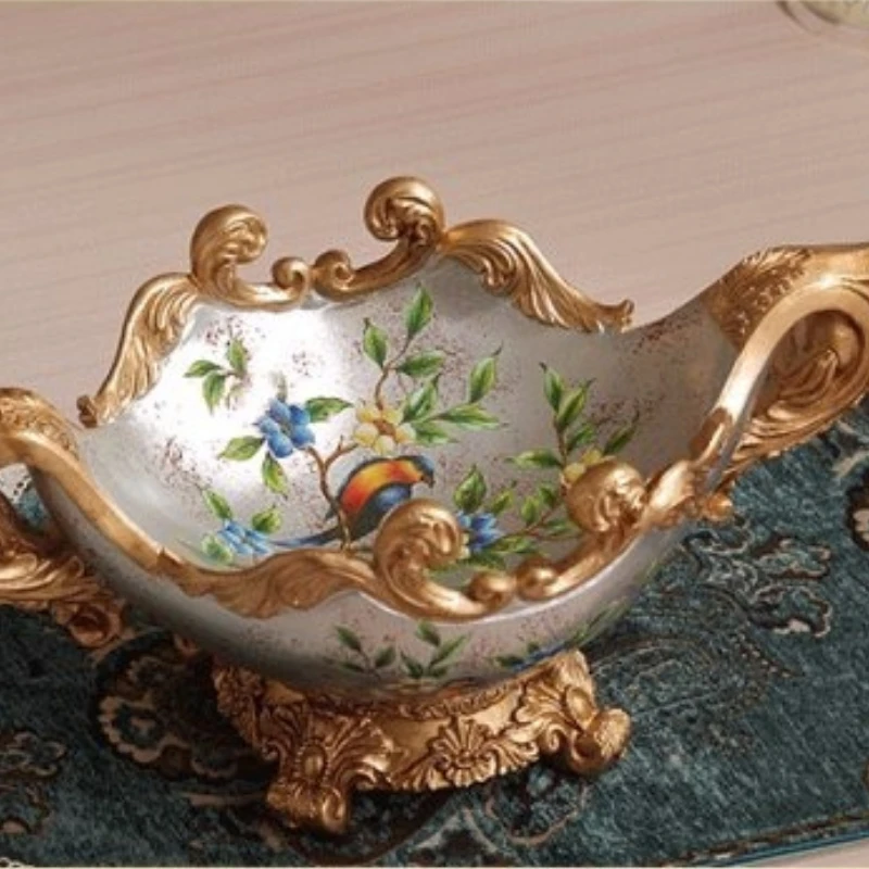 Handmade Retro Fruit Dish European Style Tissue Box for Living Room Light Luxury Resin Decor Accent Elegant Tableware