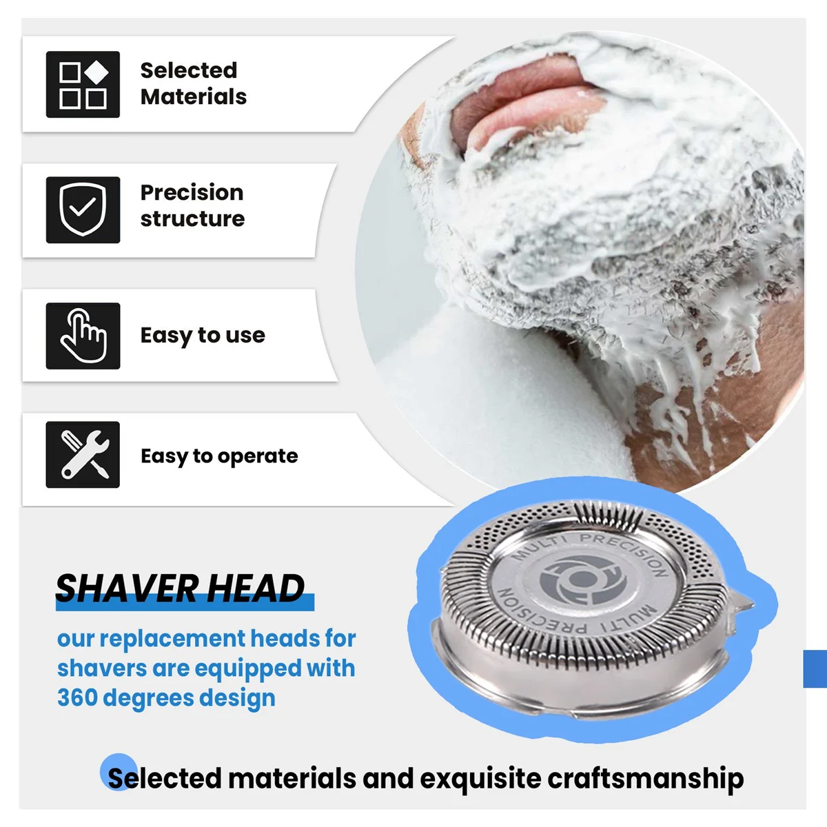 ABLJ3 Pieces SH50/52 Shaver Replacement Heads for Philips Norelco Series 5000 and AquaTouch Shavers