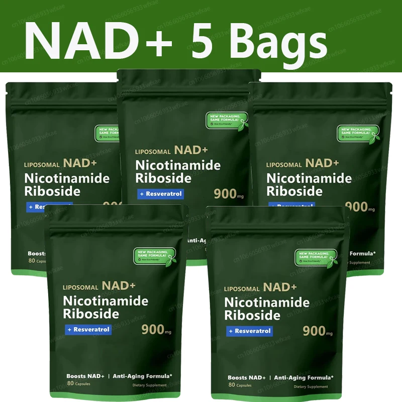 

5 Bags NAD+ Supplement Capsule - Liposomal Nicotinamide Riboside Resveratrol Quercetin for Anti-Aging