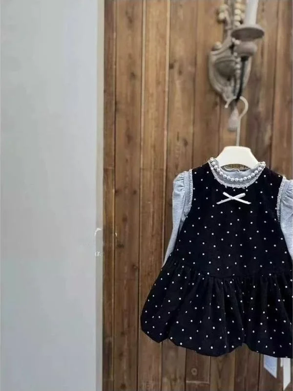 

Faionable Children's Outfit Autumn New Sle Korean Version Sweet Dot Dr Baby Girl's Clothing Set Casual Sle Two-Piece