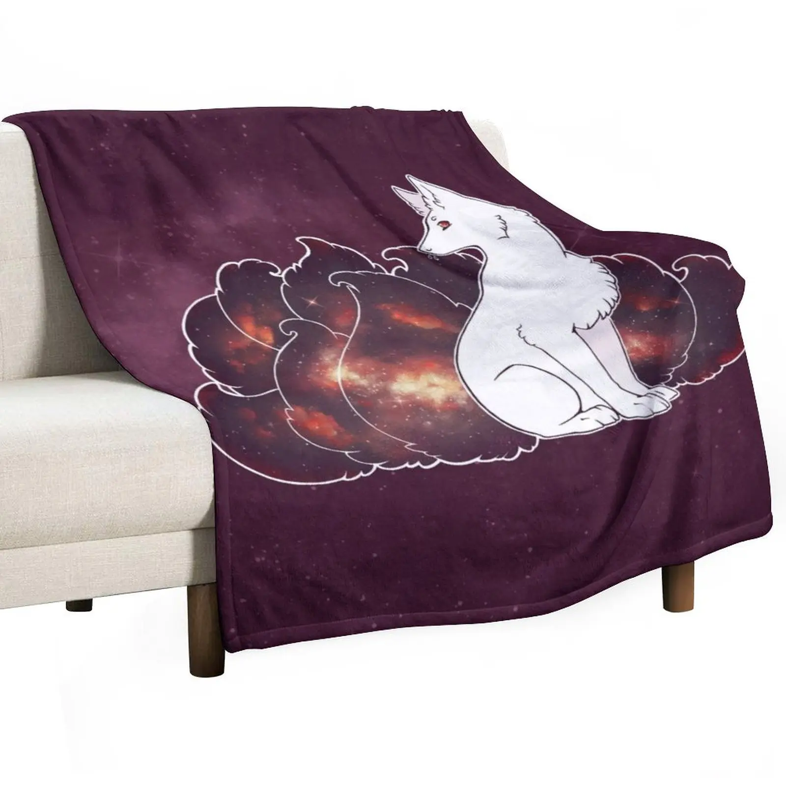 

Nine Tails of Space Clouds - Galaxy Kitsune - Throw Blanket Soft Solid Color Blanket for Couch Bed